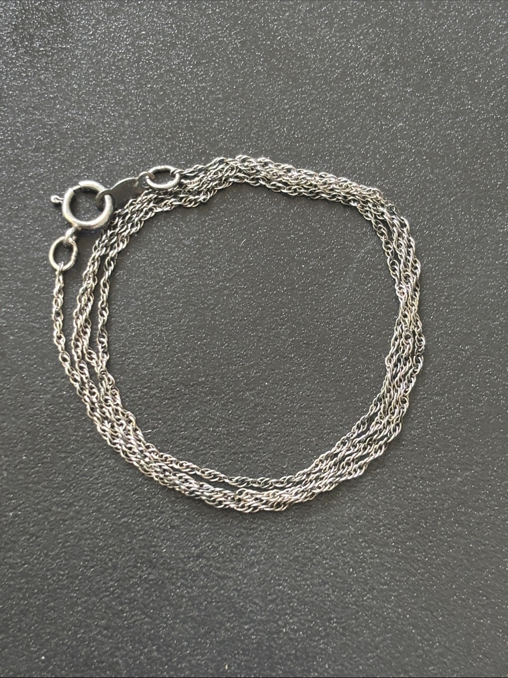 .925 Sterling Silver Twisted Rope Chain Link Necklace Vintage Fine Jewelry 18”
